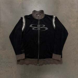 Vintage Boombah Black Full Zip Track Jacket Athletic Logo 3XL Oversized Streetwe